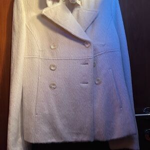 Guess Cream Double-Breasted Pea Coat